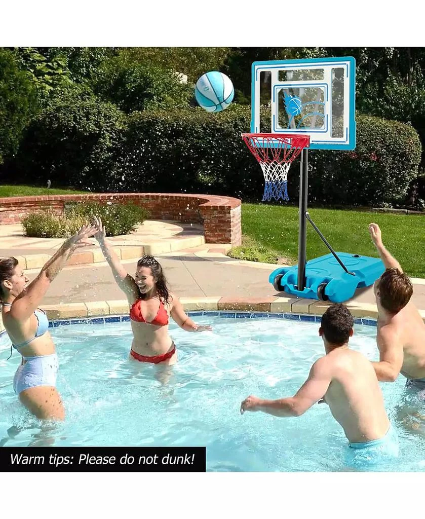 Costway Pool Basketball Hoop 3.8-4.4 FT Adjustable Poolside BasketballGoal System 7