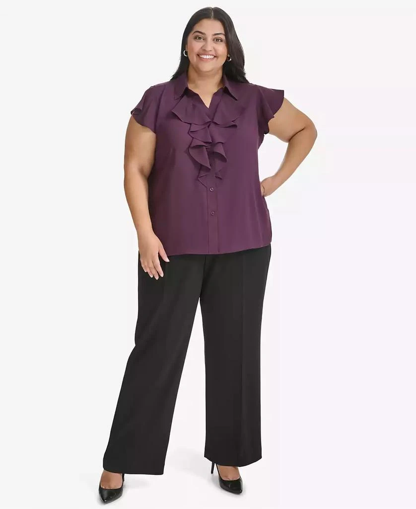 Calvin Klein Plus Size Ruffled Cap-Sleeve Blouse 4