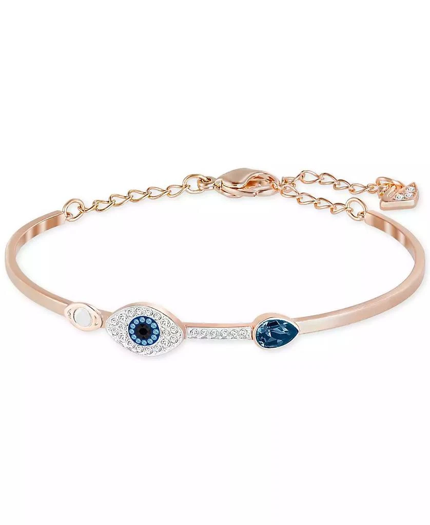 Swarovski Rose Gold-Tone Clear and Blue Crystal Evil Eye Adjustable Bangle Bracelet 1