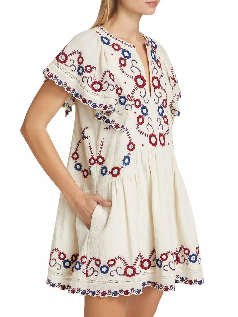 Sea Soren Cotton Floral-Embroidered Minidress 4