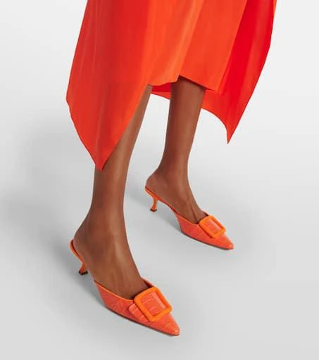Manolo Blahnik Maysalebi 50 croc-effect leather mules 4