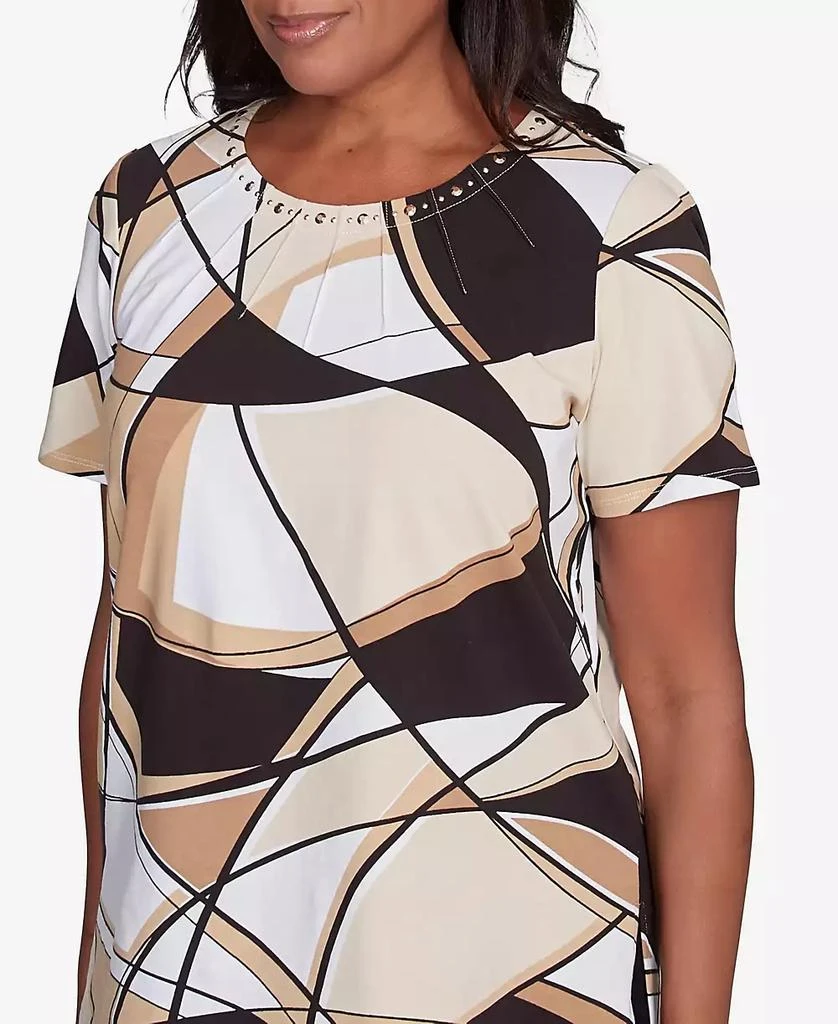 Alfred Dunner Petite  Geometric Top with Detailed Neckline 5