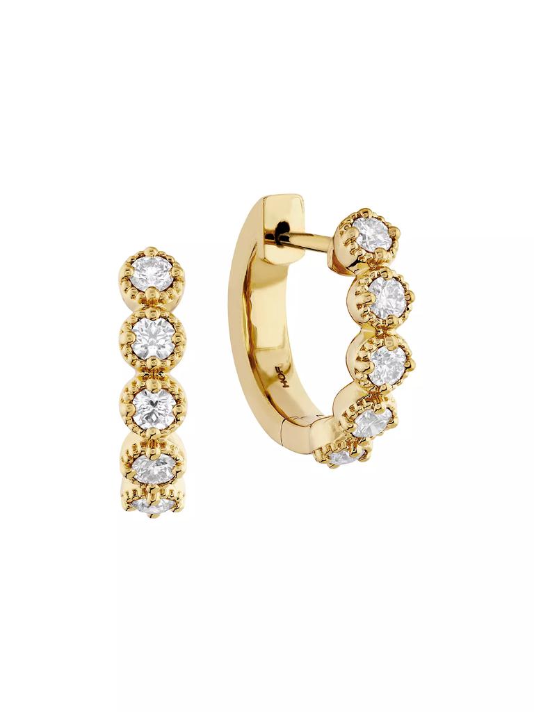 Hearts On Fire 18K Gold & 0.32 TCW Diamond Huggie Hoop Earrings
