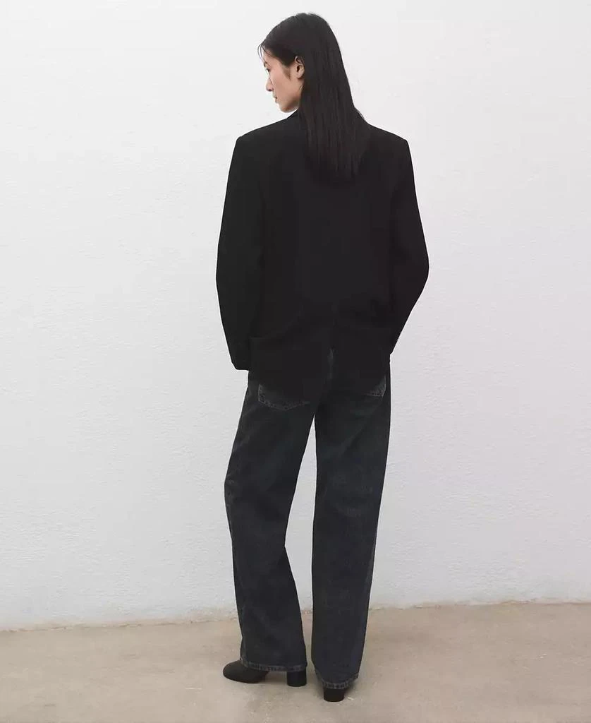 Mango Women
s Lapel Pockets Straight Suit Jacket 8