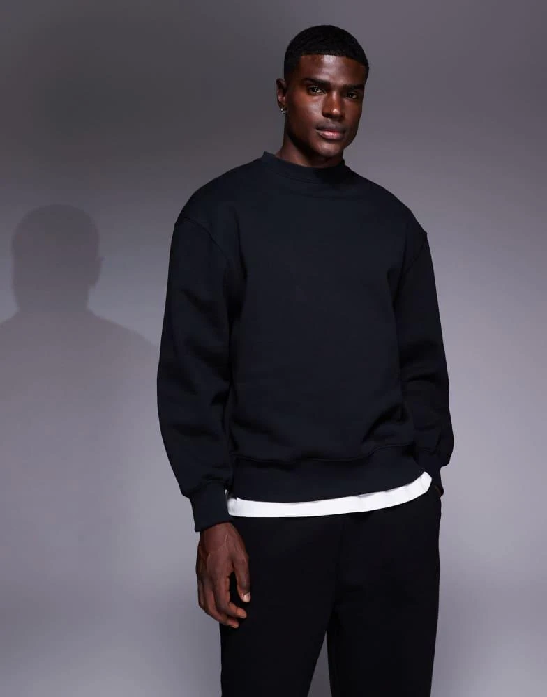 ASOS ASOS DESIGN premium heavyweight oversized sweatshirt in 400gsm black 1
