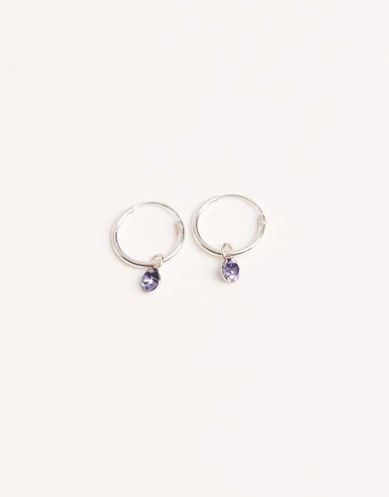 Kingsley Ryan Kingsley Ryan purple gemstone drop hoop earrings in silver 2