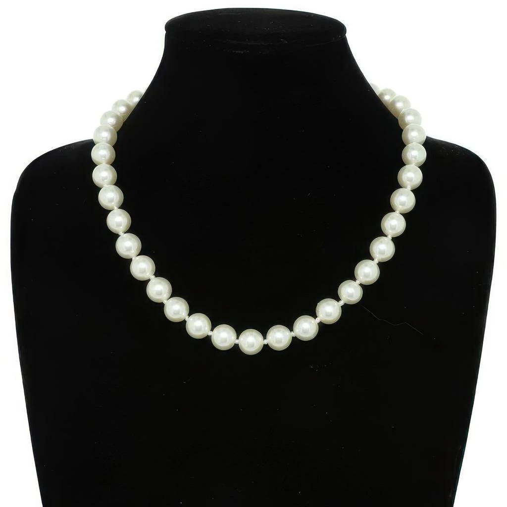 TRUEDAMES White Pearlescent Pearl Beaded Necklace 2