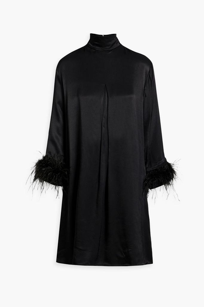 Sleeper Party feather-trimmed satin mini dress