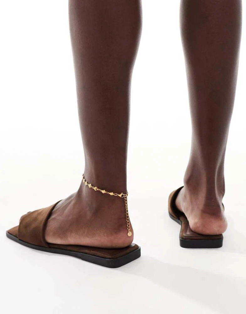 ASOS ASOS DESIGN Fig square toe flat mule sandals in chocolate 3