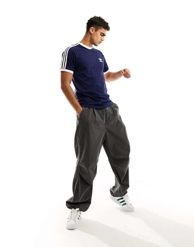 Adidas adidas Originals 3 stripe ringer t-shirt in navy 4