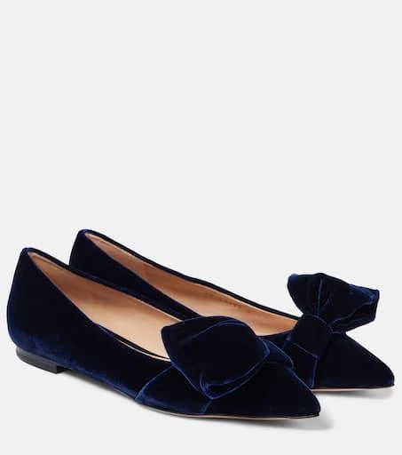 Gianvito Rossi Bow-detail velvet ballet flats 1
