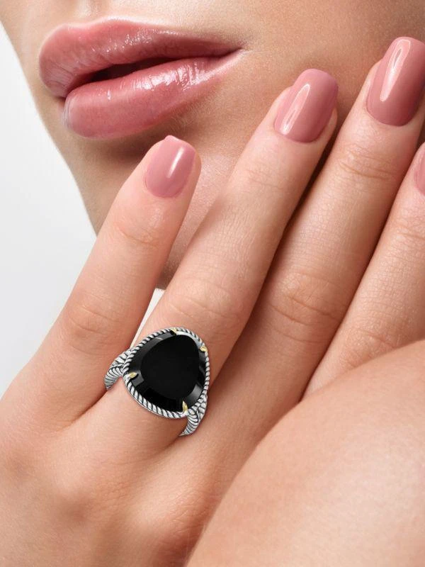 Effy ENY 18K Yellow Gold, Sterling Silver & Onyx Ring 5