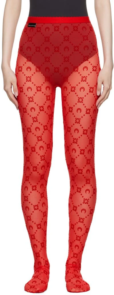 Marine Serre Red Moonogram Flocked Mesh Tights 1