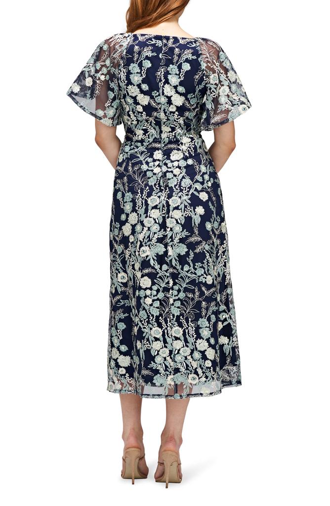 JS Collections Elsie Floral Embroidered Midi Dress