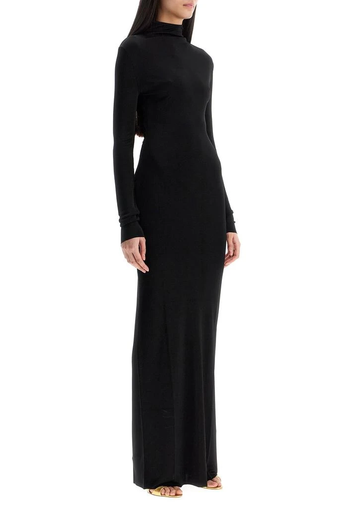 Khaite maxi dress with high neck slim black 2