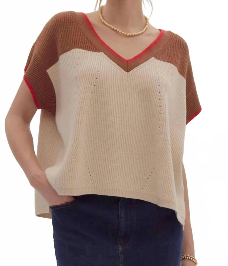 entro Knit Sweater Vest In Camel