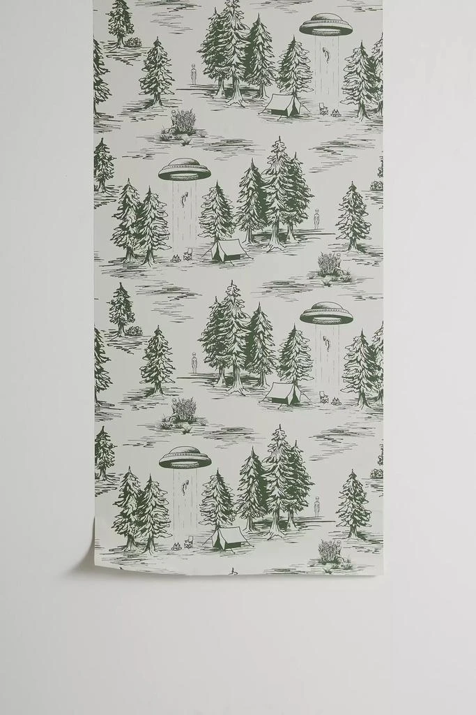 Beth Norton Beth Norton Green Alien Abduction Toile De Jouy Removable Wallpaper 2