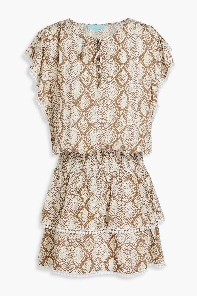 MELISSA ODABASH Keri tiered snake-print voile mini dress 1