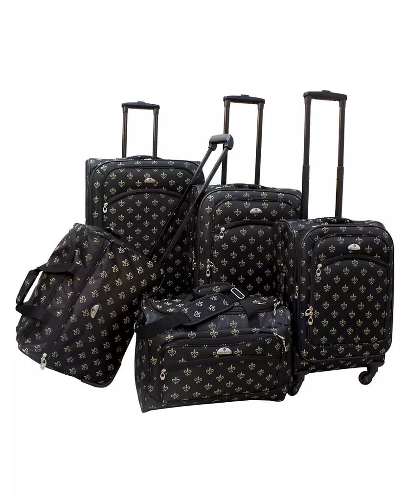 American Flyer Fleur De Lis 5 Piece Spinner Luggage Set