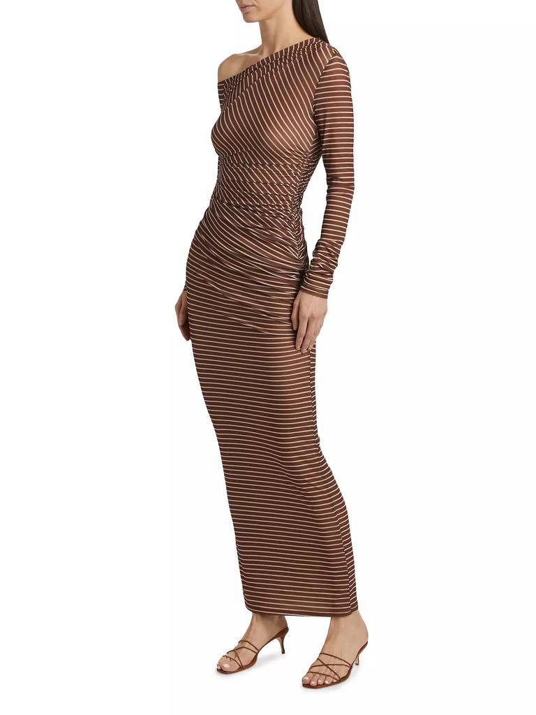 Ronny Kobo Annamaria Striped One-Shoulder Dress 4