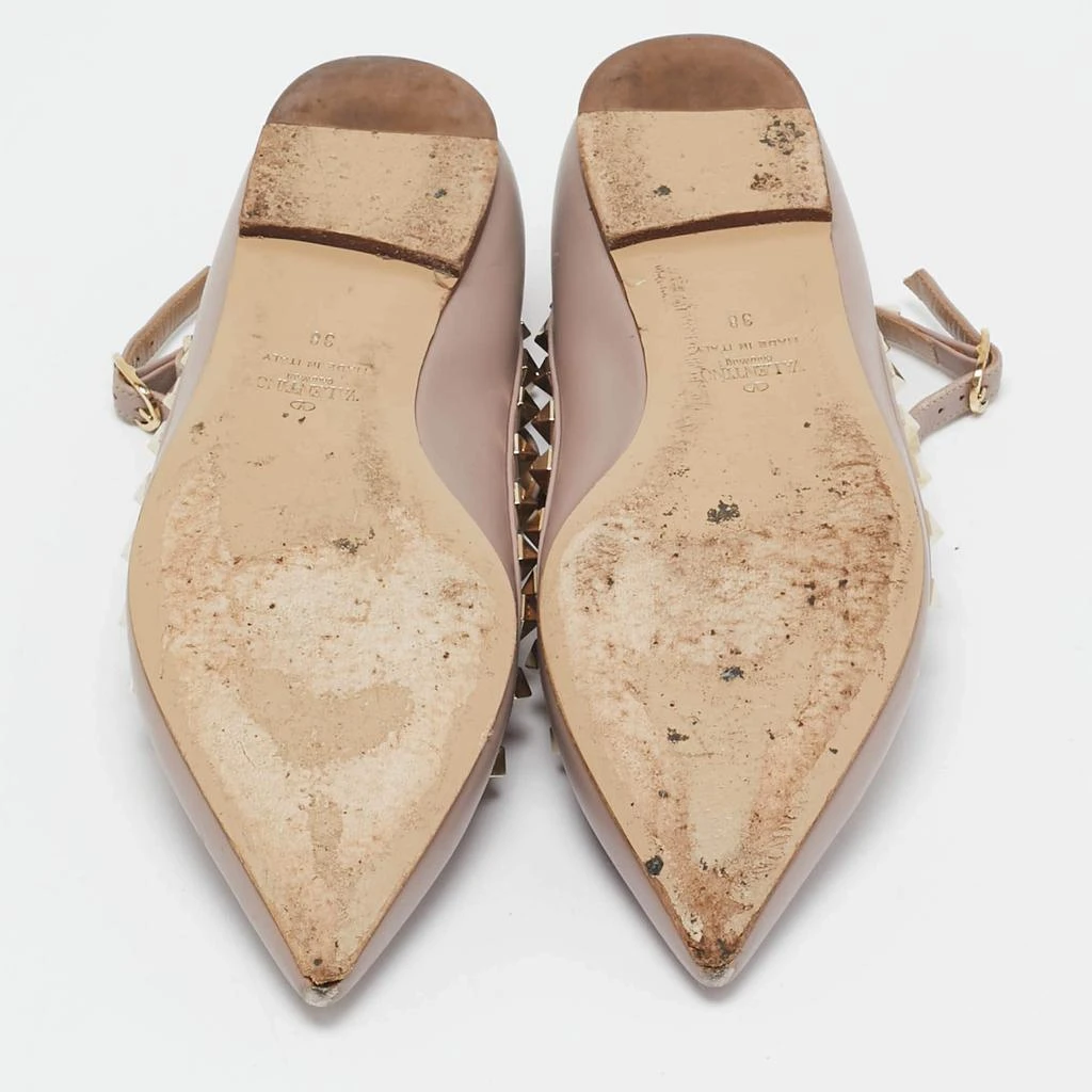 Valentino Valentino Beige Leather Rockstud Cage Ballet Flats Size 38 6