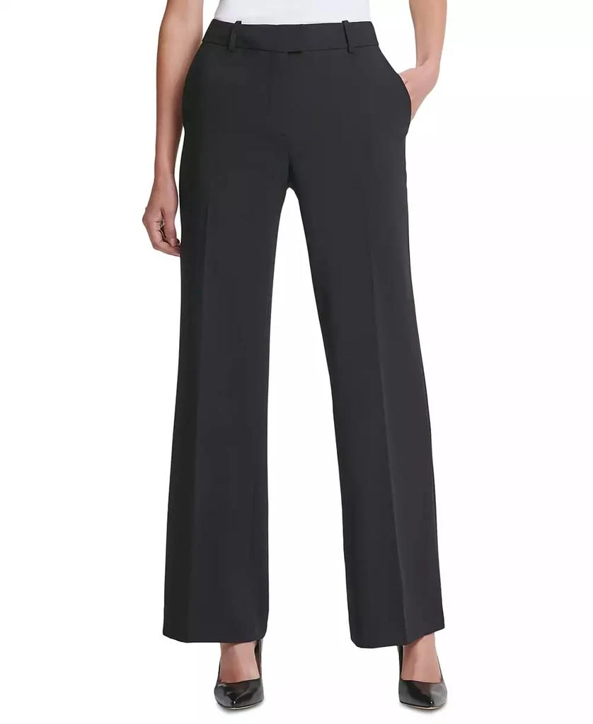 DKNY Women's Solid High-Rise Wide-Leg Career Pants 1
