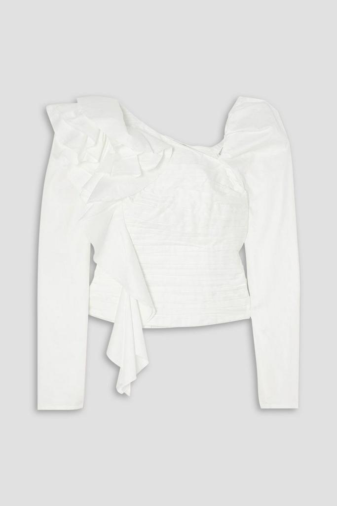 Aje Adelia asymmetric ruffled cotton-poplin top
