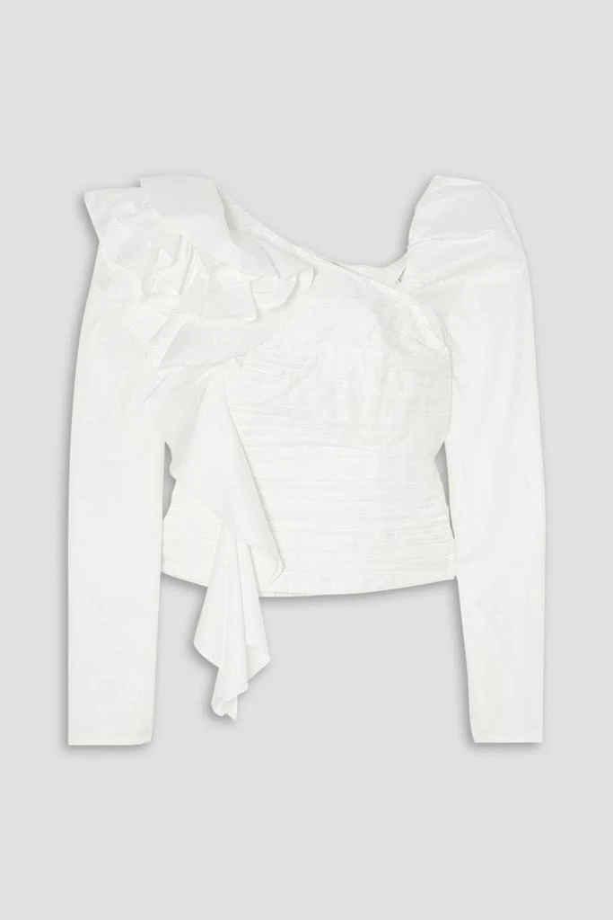 Aje Adelia asymmetric ruffled cotton-poplin top 1