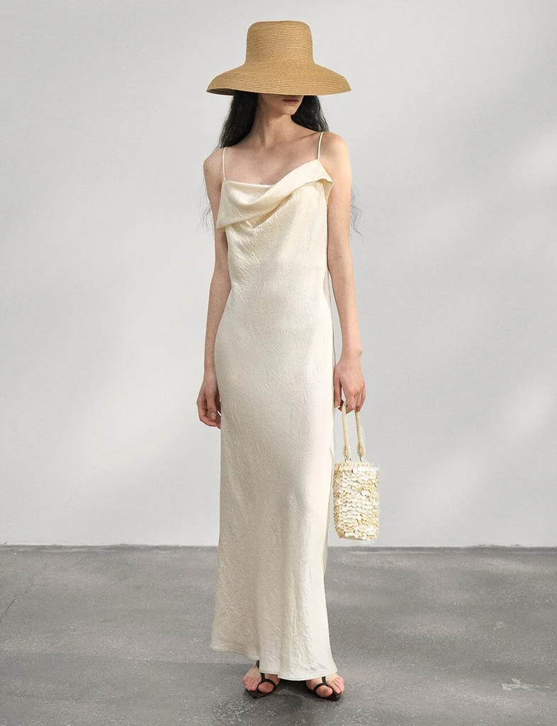 Pixie Market Beige Satin Maxi Dress 2