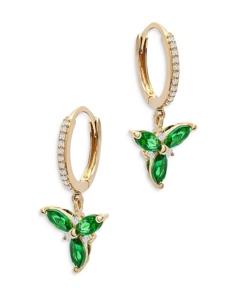 Bloomingdale's Fine Collection Emerald & Diamond Hoop Drop Earrings - Exclusive 1