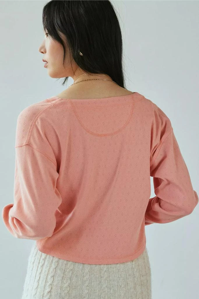 Out From Under Out From Under Luise Pointelle Knit Long Sleeve Henley Top 4