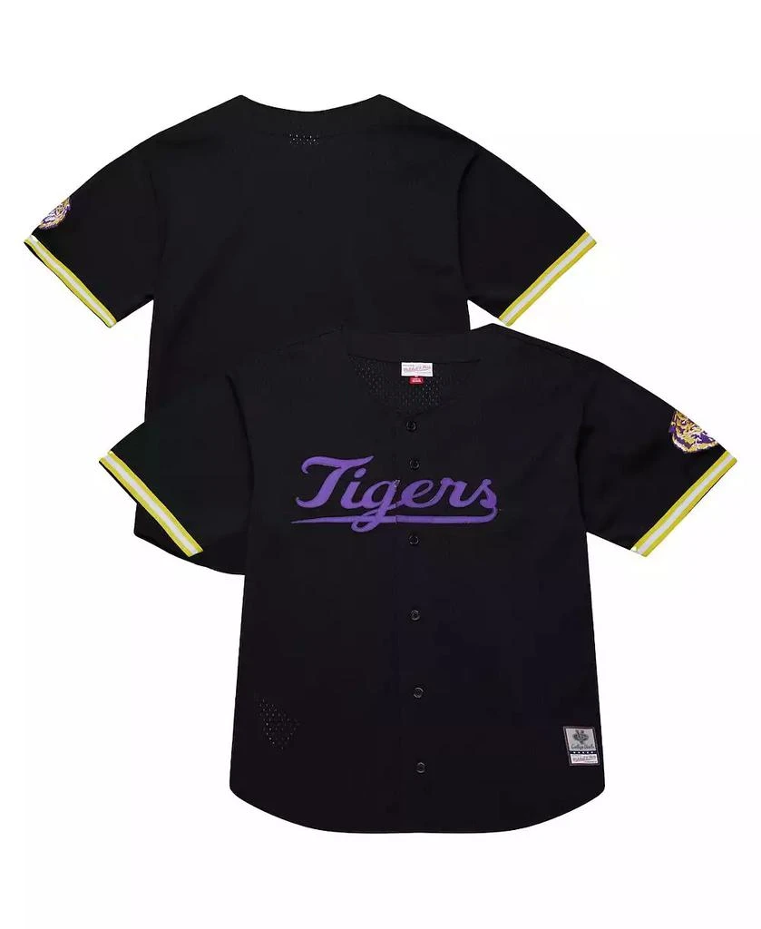 Mitchell & Ness Men's Black LSU Tigers On The Clock Full-Button Fashion Jersey 1
