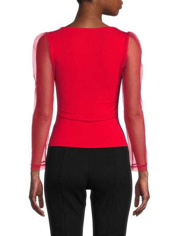 Lea & Viola Puff Sleeve Fitted Top
