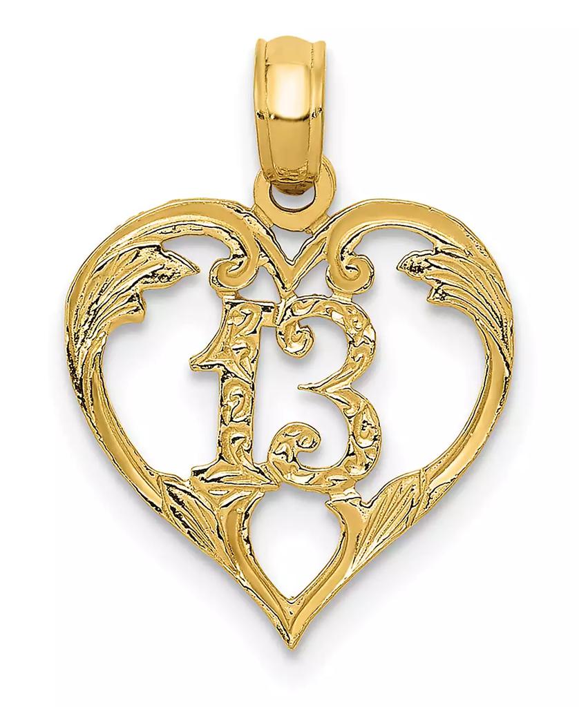 Macy's 13 in Heart Pendant in 14k Yellow Gold