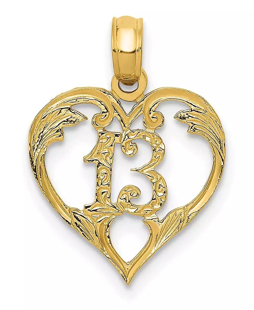 Macy's 13 in Heart Pendant in 14k Yellow Gold 1