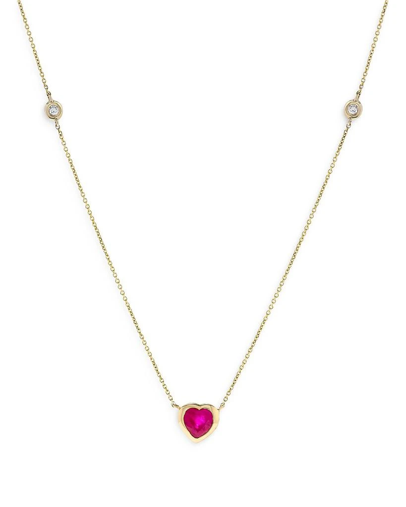Bloomingdale's Ruby & Diamond Heart Bezel Pendant Necklace in 14K Yellow Gold, 16.5" 1
