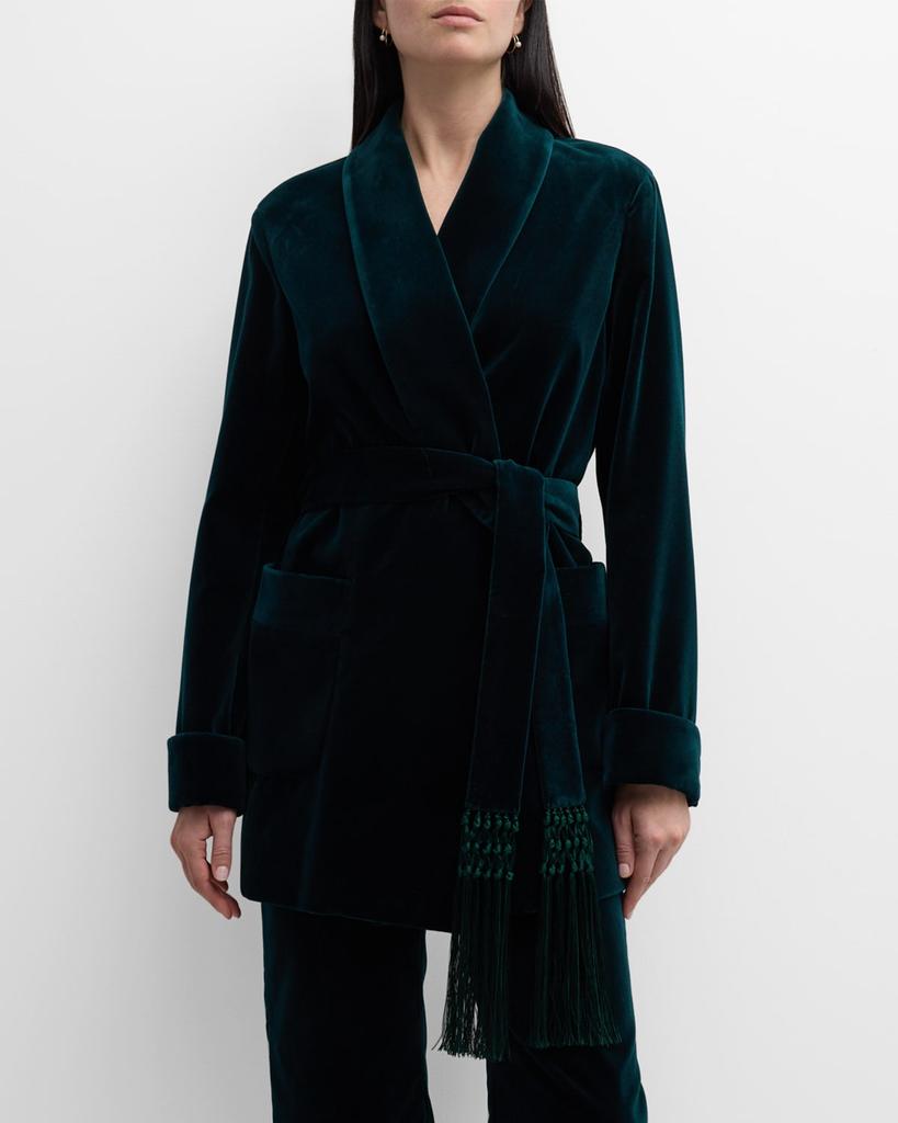 Loro Piana Giacca Raniya Belted Velvet Wrap Coat