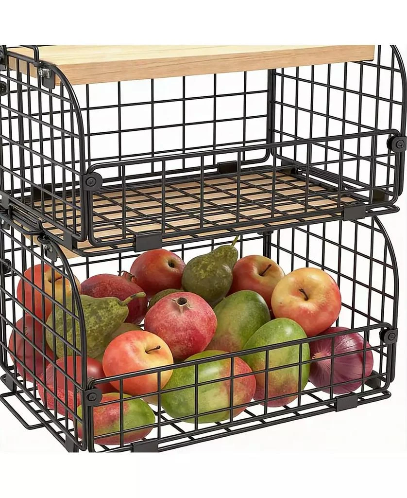 YIGII 2 Set Wire Basket with Openable Top for Kitchen Pantry Storage 5