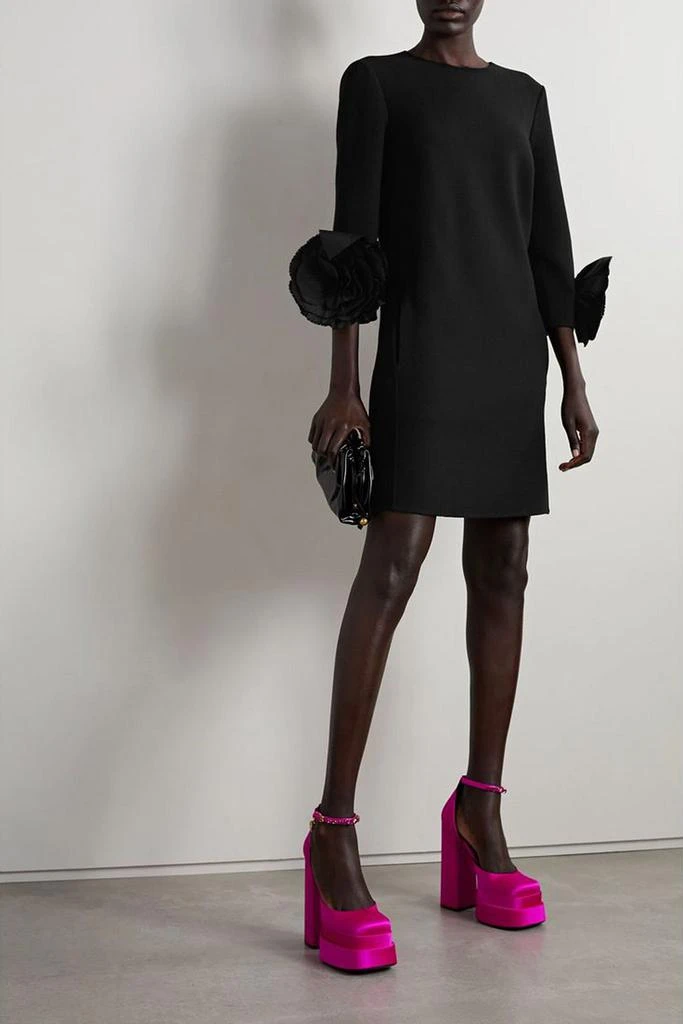 Oscar de la Renta Appliquéd silk-trimmed wool-blend jersey mini dress 2
