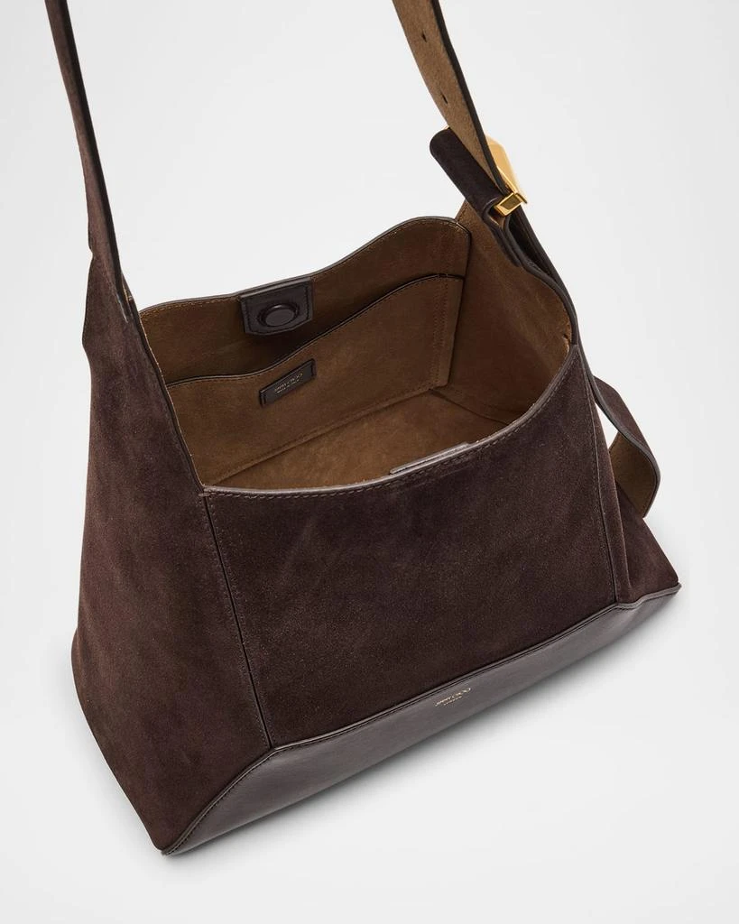 Jimmy Choo Medium Diamond Brown Suede & Leather Hobo Bag 4
