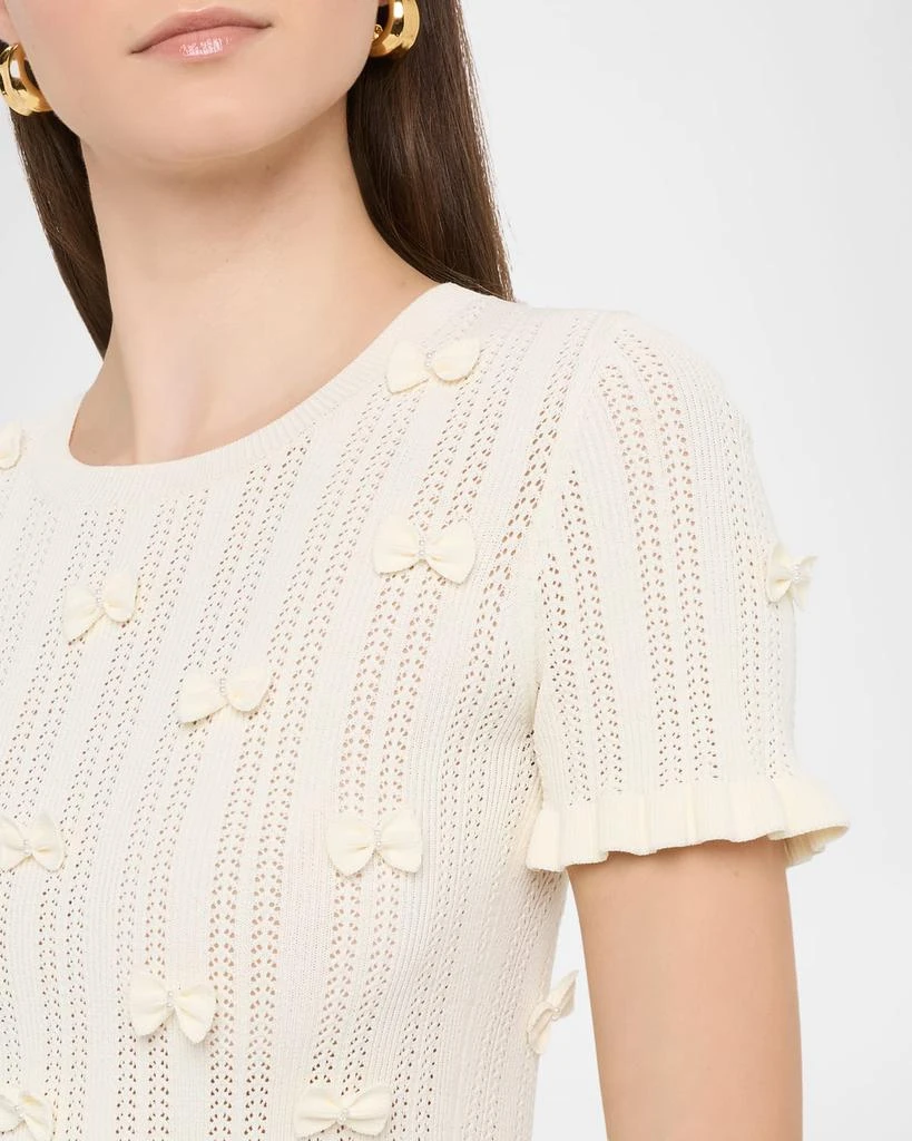 Sea Alberta Embellished Pointelle-Knit Top 5