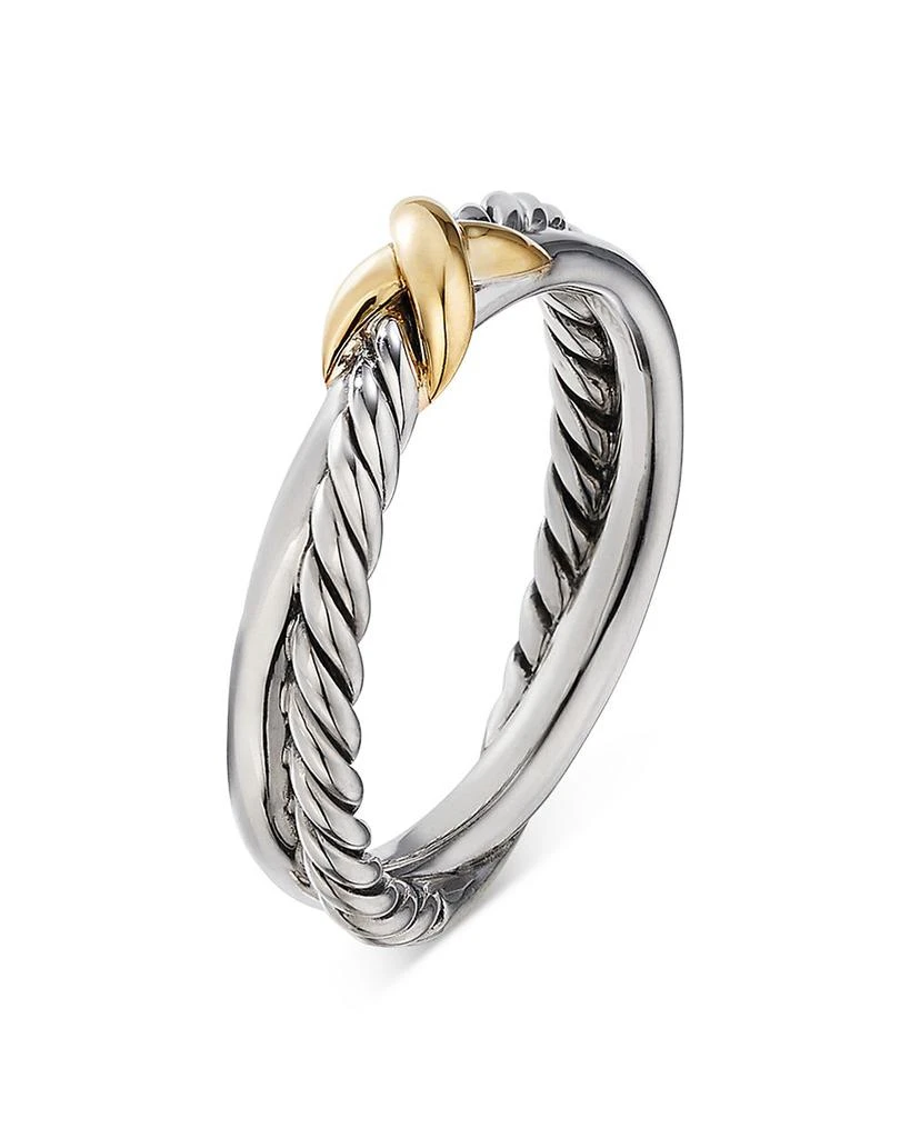 David Yurman Petite X Ring in Sterling Silver with 18K Yellow Gold, 4mm 5