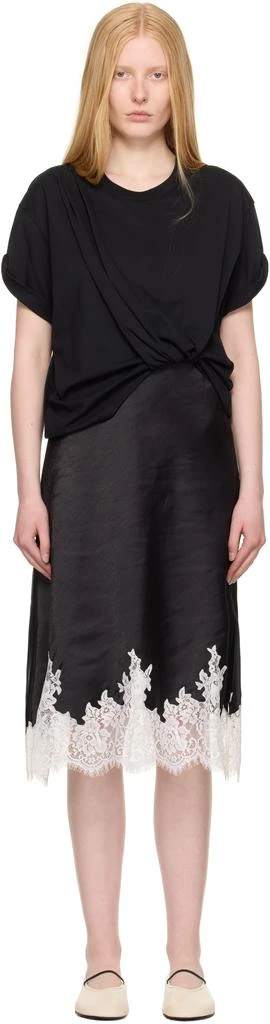 3.1 Phillip Lim Black Draped T-Shirt Slip Combo Midi Dress