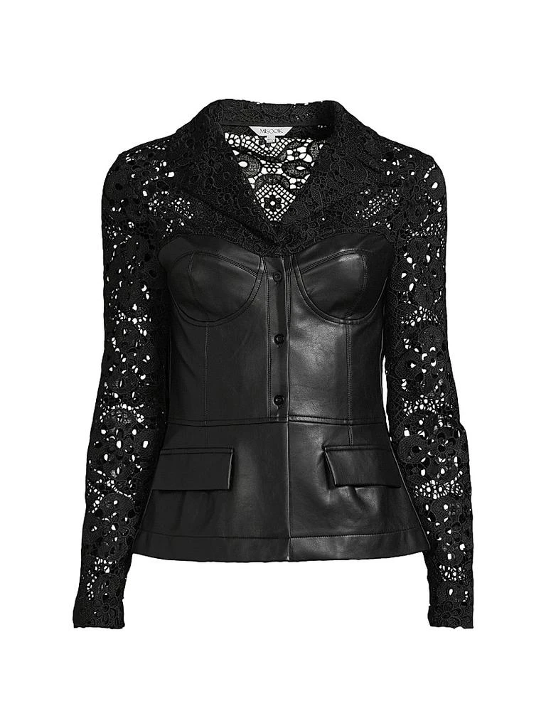 Misook Lace & Vegan Leather Corset Jacket 1