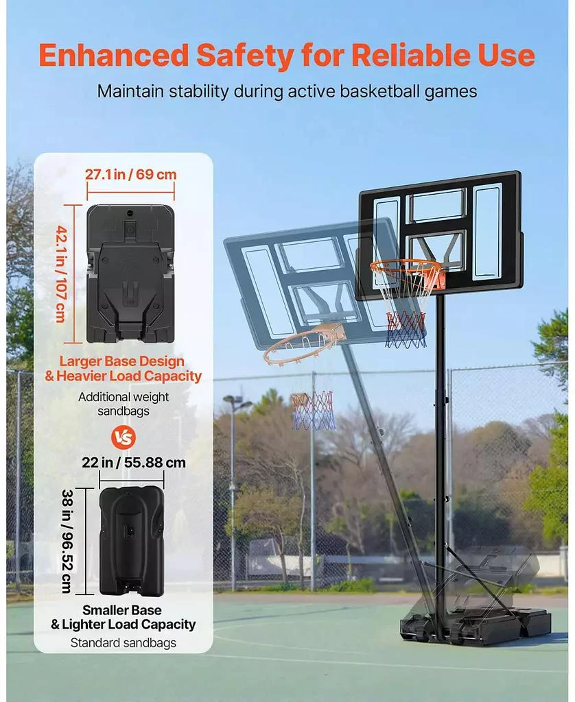 Mecale Portable Basketball Hoop, 4.4–10 ft Height Adjustable Stand, Built-In Rolling Wheels, Adjustable Goal System 5