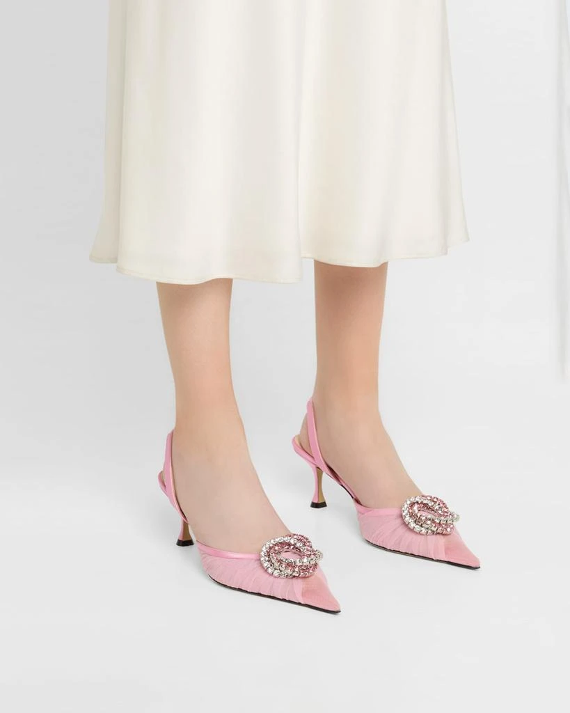 Mach & Mach Galaxy Mesh Crystal Slingback Pumps 2