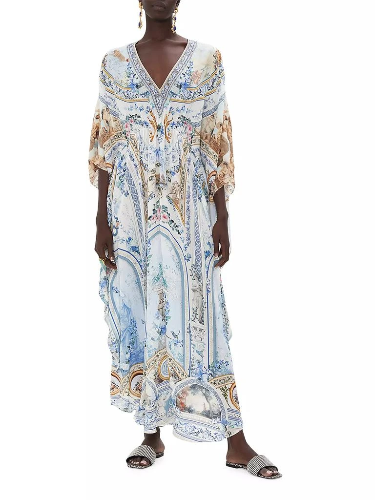 Camilla Floral Silk V-Neck Caftan 2