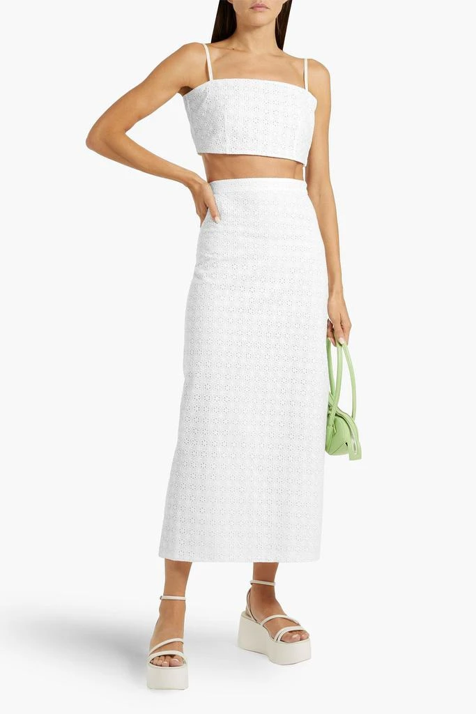 HVN Affie cropped broderie anglaise cotton top and midi skirt set 2