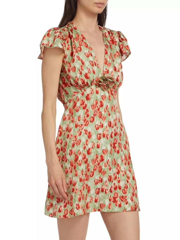 DÔEN Kelsea Tulip Print Silk-Blend Minidress 4