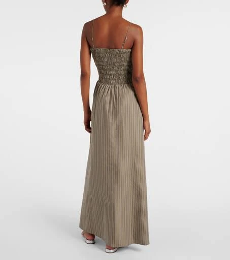Faithfull Lida pinstripe shirred cotton maxi dress 3
